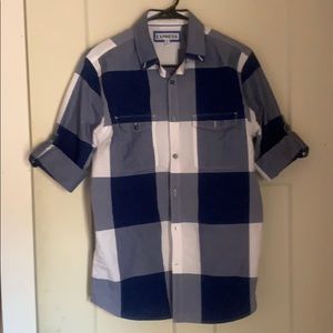 Extra Slim Blue and White Squared Express Shirt